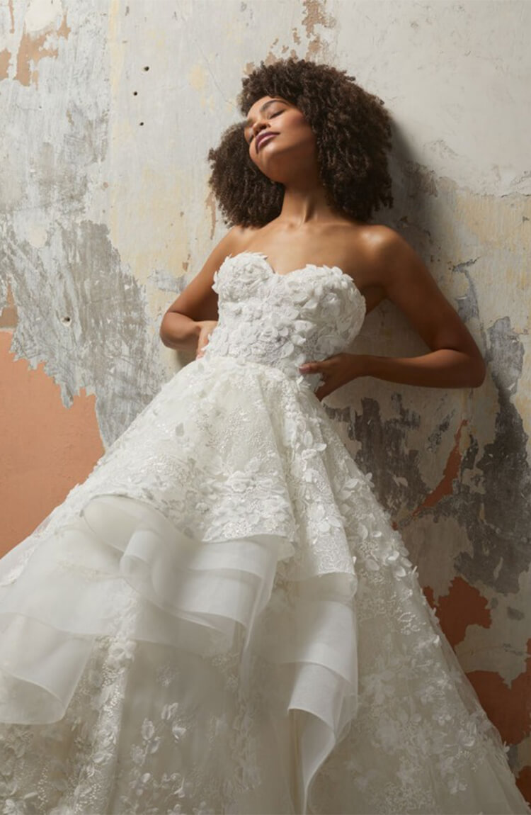 This blush Lazaro wedding dress will... - Kleinfeld Bridal | Facebook